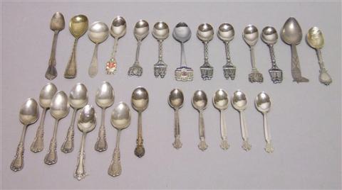 Appraisal: GROUP OF SILVER SOUVENIR AND DEMITASSE SPOONS Comprising a set