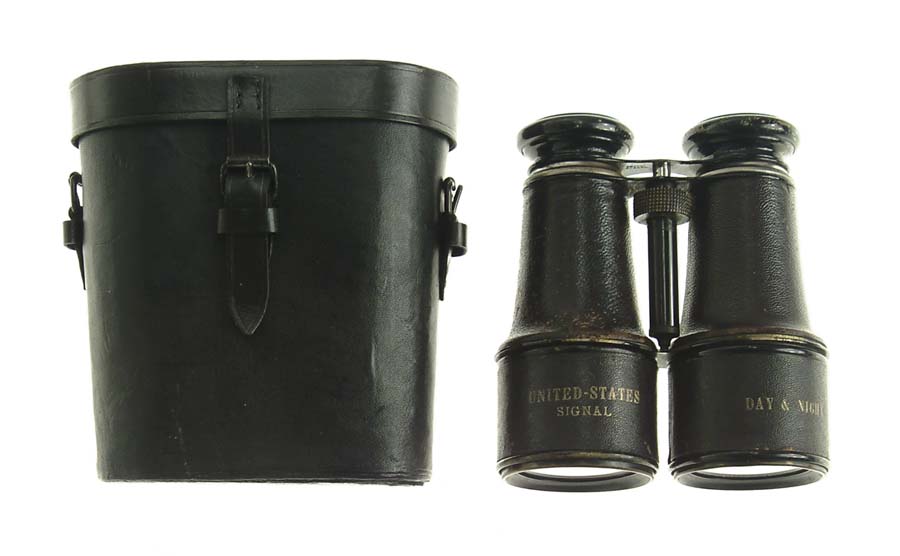 Appraisal: LEPINE BINOCULARS WITH CASE Marked DAY NIGHT SIGNAL GLASS on