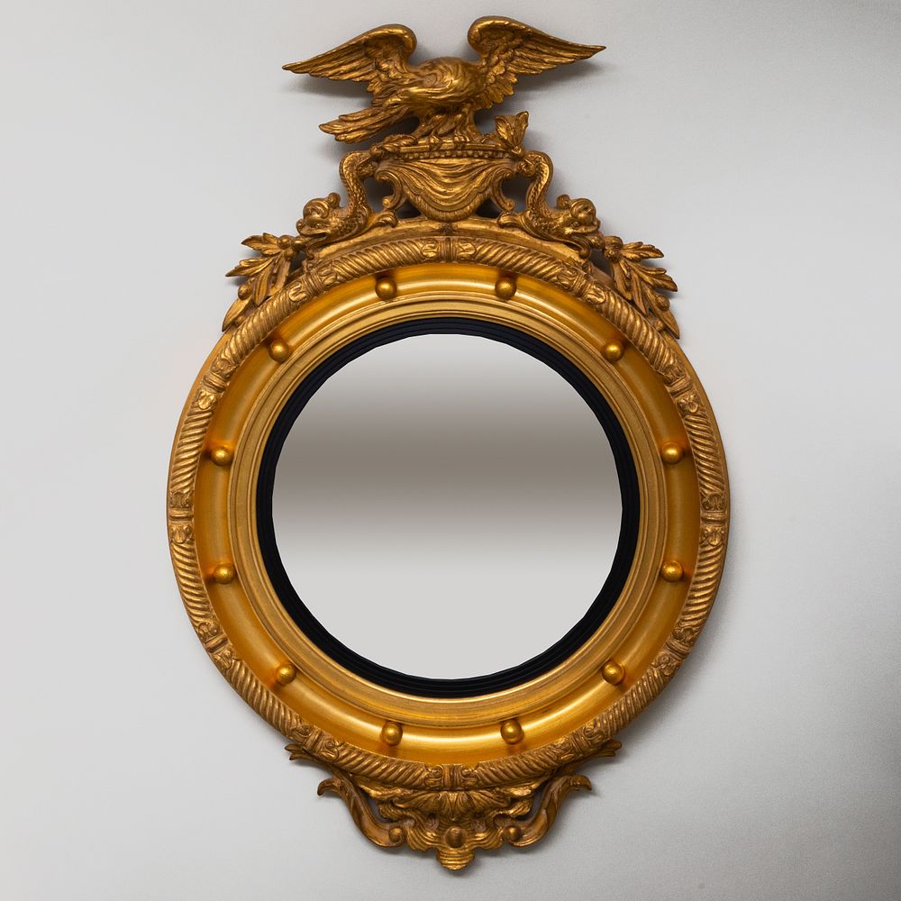 Appraisal: Regency Style Giltwood and Gilt Composition Convex Mirror of Recent