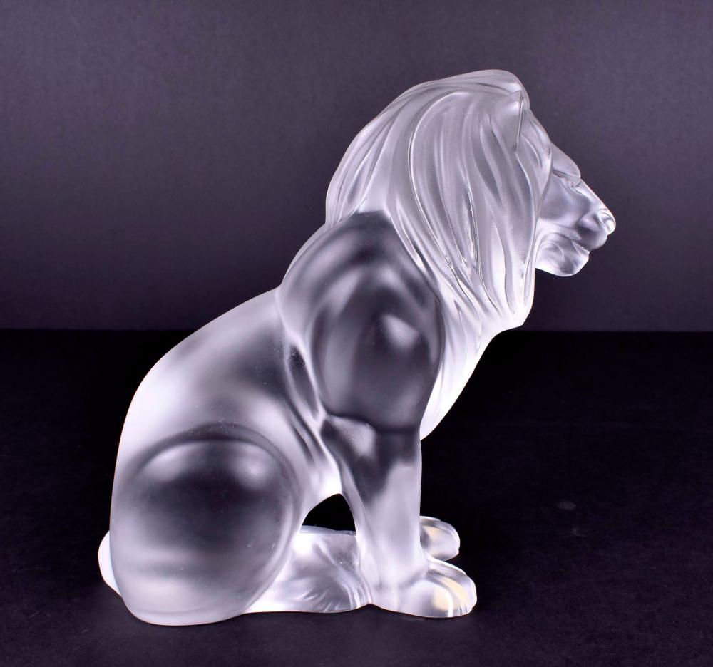 Appraisal: LALIQUE FROSTED GLASS LIONThe underside with etched signature in script