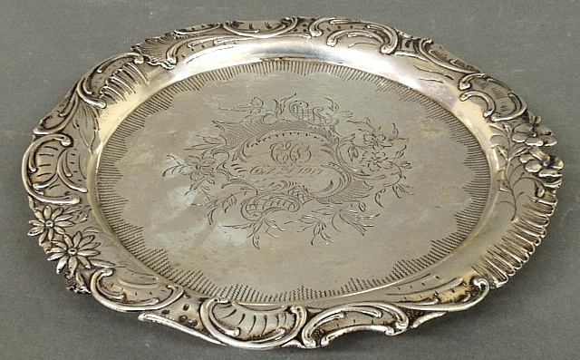 Appraisal: - Continental silver salver dated Oct tested as silver h