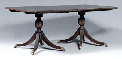 Appraisal: Federal style two pedestal table mahogany top with molded edge