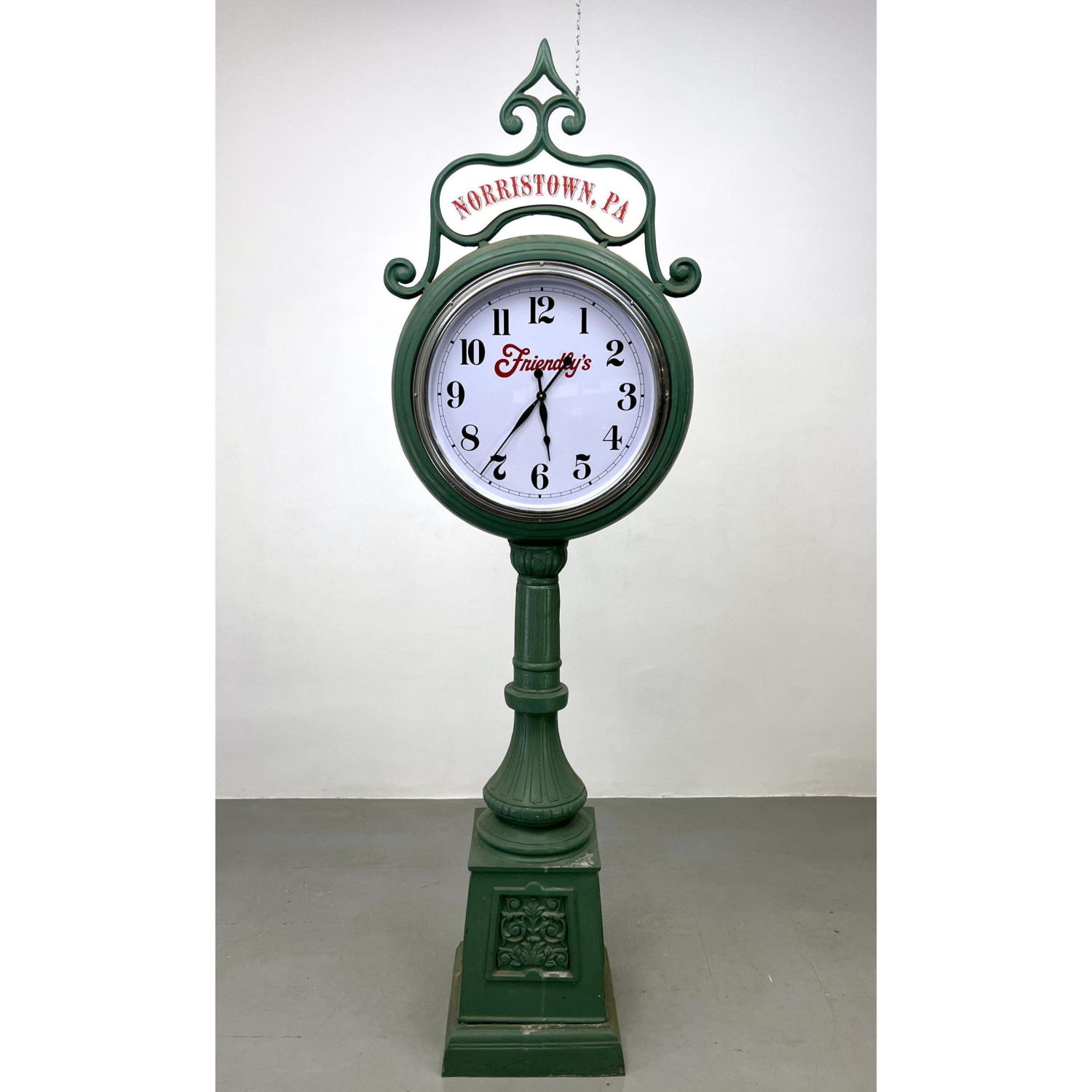 Appraisal: Large FRIENDLY'S Norristown PA Double sided Advertising Street Clock Painted