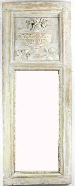 Appraisal: Architectural Wall Mirrora white-washed wooden frame encloses a likely th