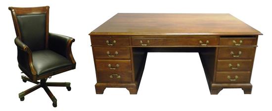 Appraisal: th C Standard Furniture Co flat-top desk mahogany oblong top