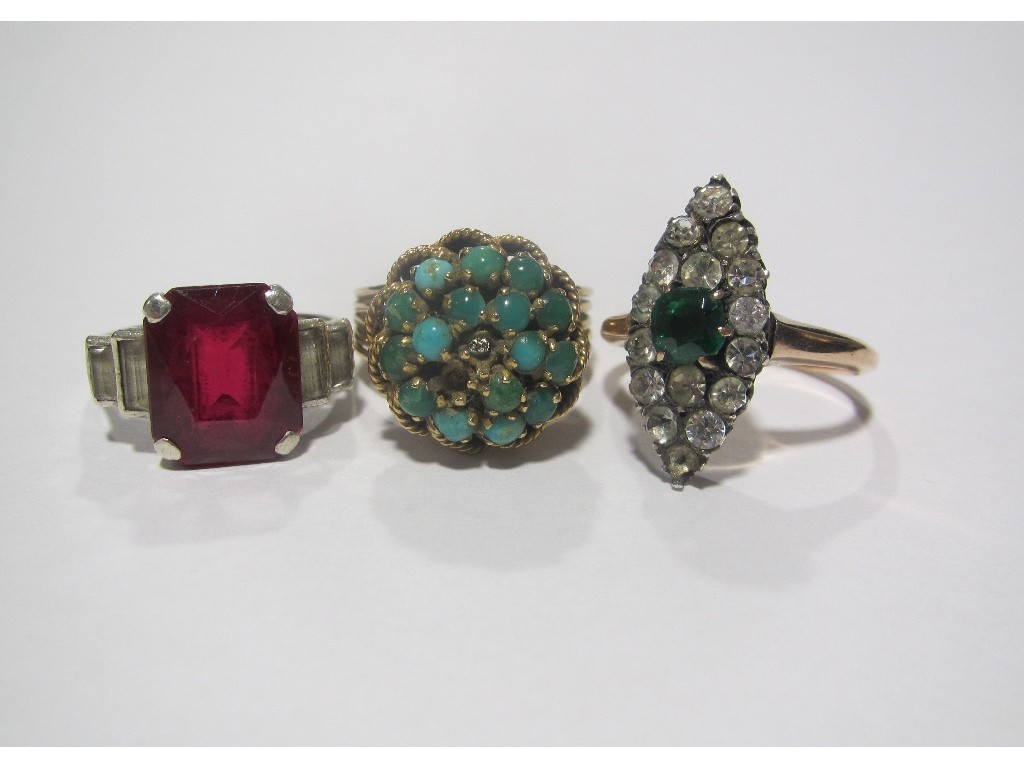 Appraisal: Lot comprising three various rings to include Art Deco bi