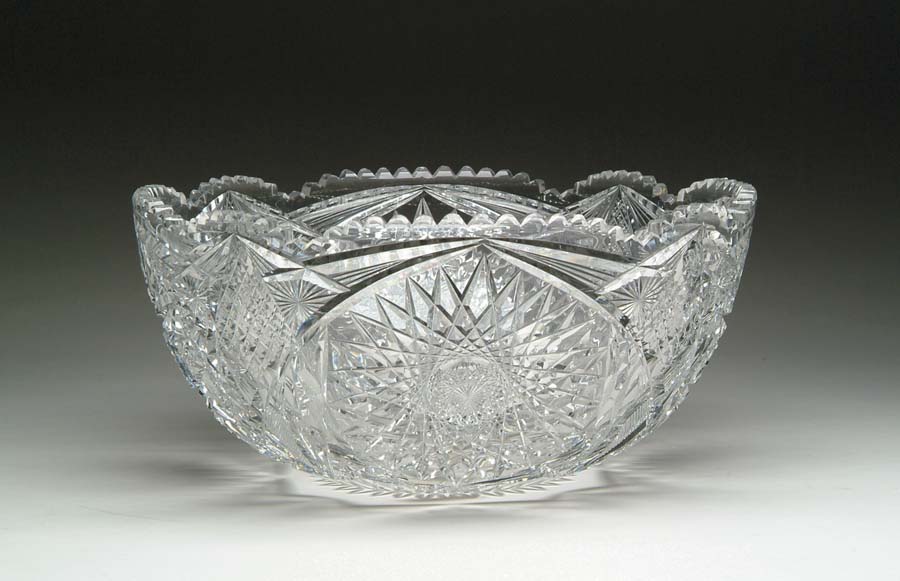 Appraisal: CUT GLASS PUNCHBOWL Large cut glass punchbowl cut in hobstar