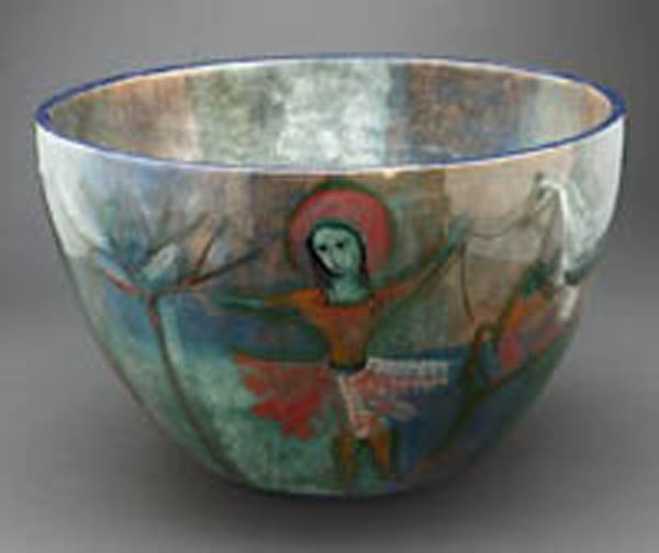 Appraisal: A large Polia Pillin glazed ceramic bowl A large Polia