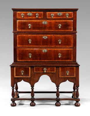 Appraisal: British William and Mary chest cherry or other fruitwood with