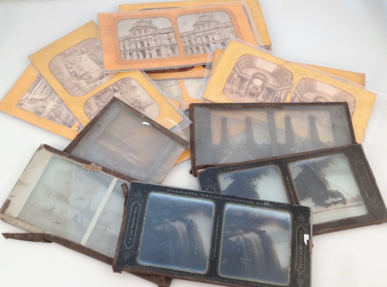 Appraisal: Various thC glass stereoscopic viewing cards to include Niagara Falls