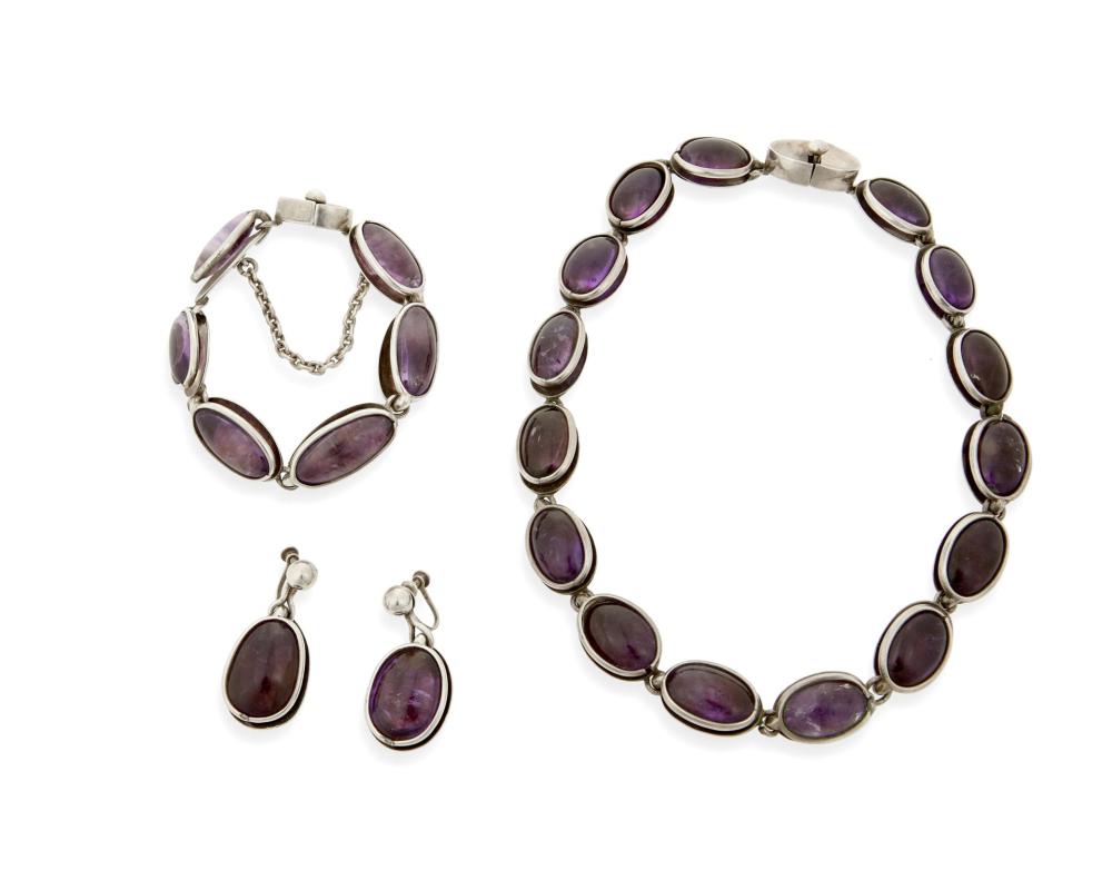 Appraisal: A suite of Antonio Pineda silver and amethyst jewelry Antonio