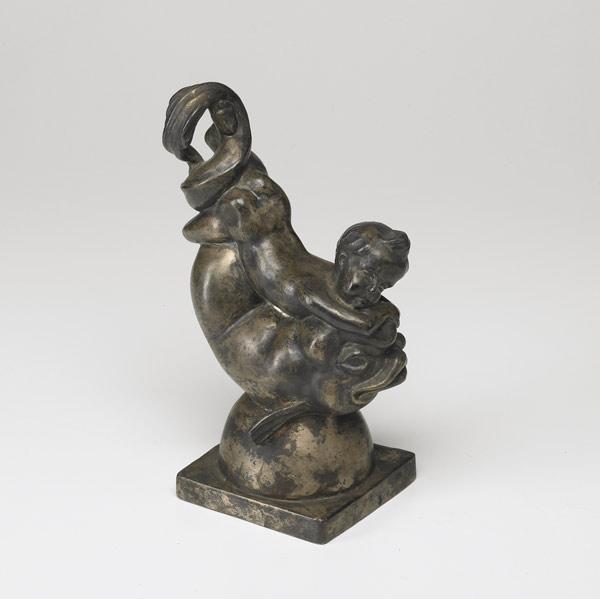 Appraisal: FIGURAL BRONZE Of a nymph and a dolphin attr to