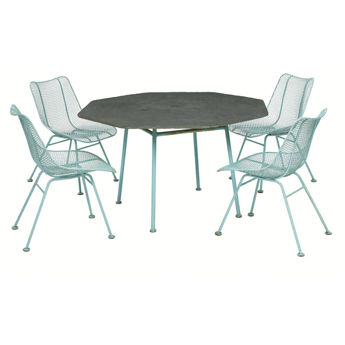 Appraisal: Russel Woodard outdoor dining set table and four chairs s