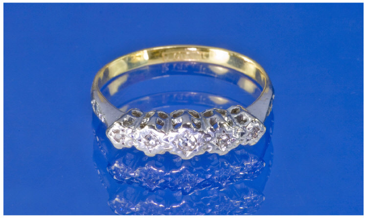 Appraisal: ct Gold Diamond Ring Graduating Five Stone Diamond Ring Illusion