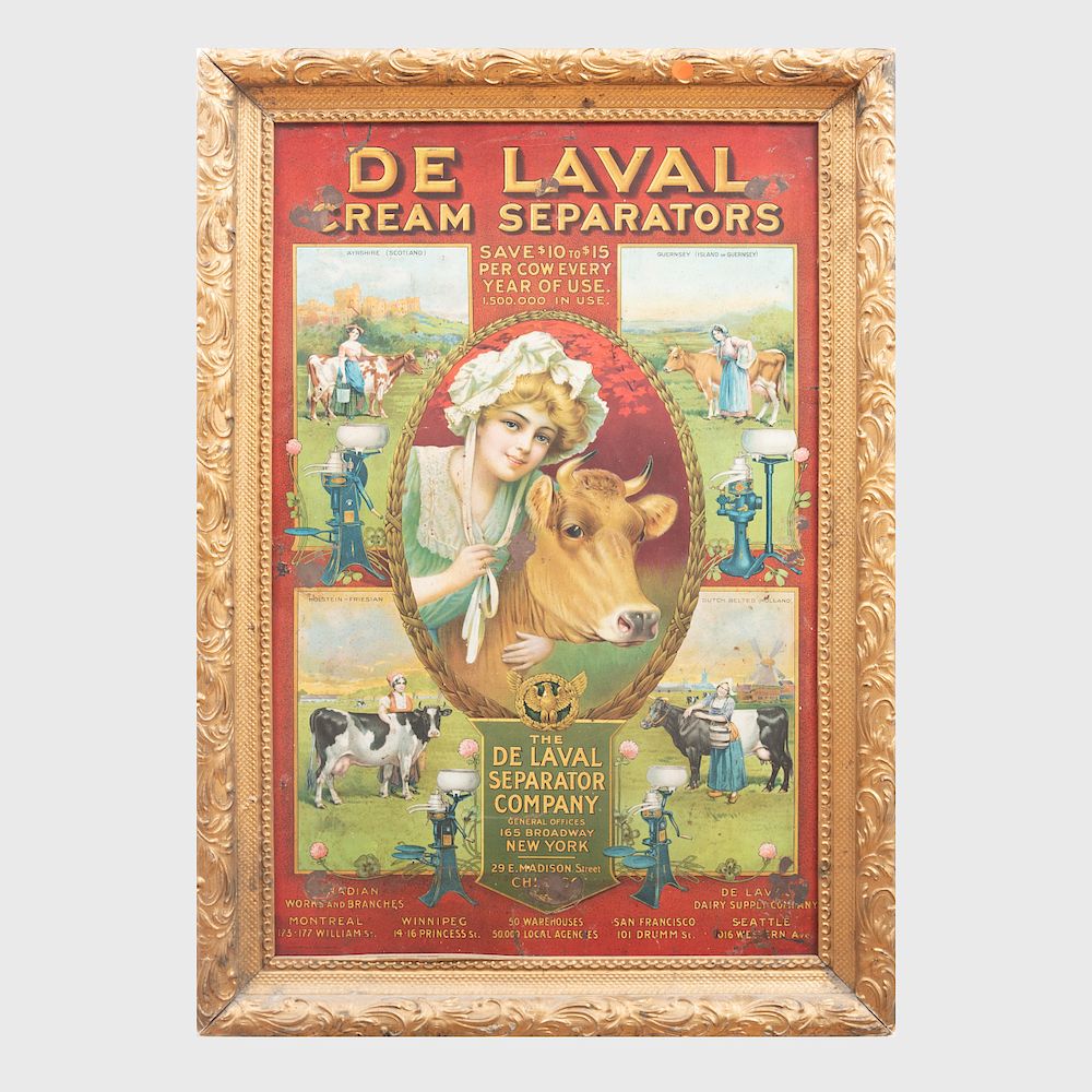 Appraisal: Printed Tin Dairy Advertisment for The de Laval Separator Company