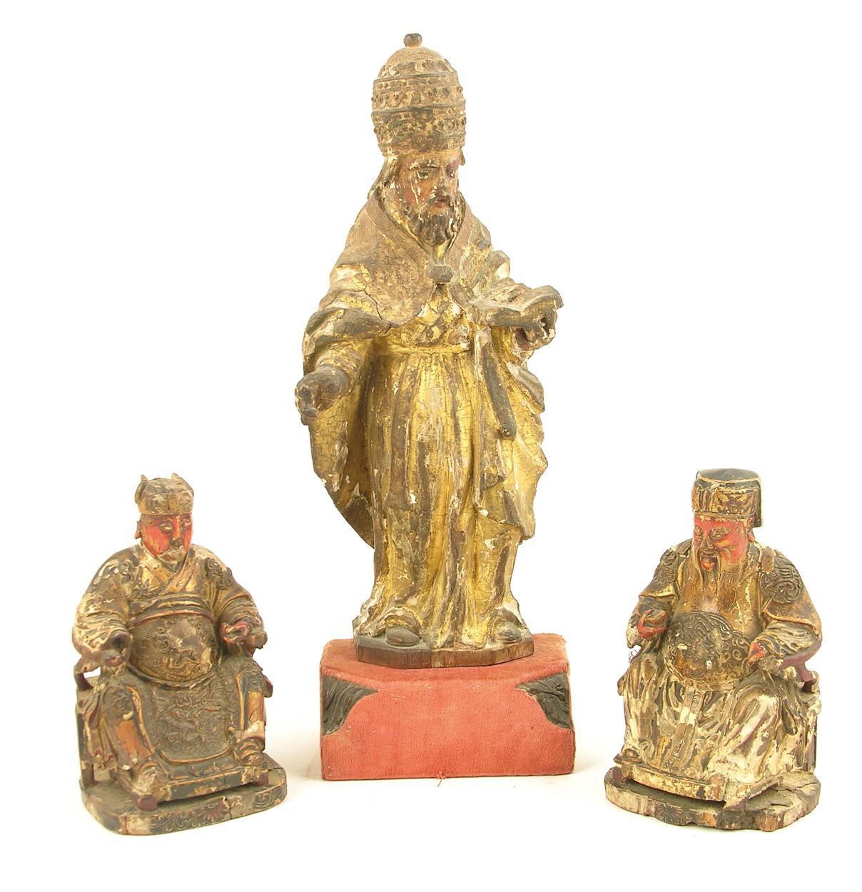 Appraisal: A th century carved oak and gilded figure of a