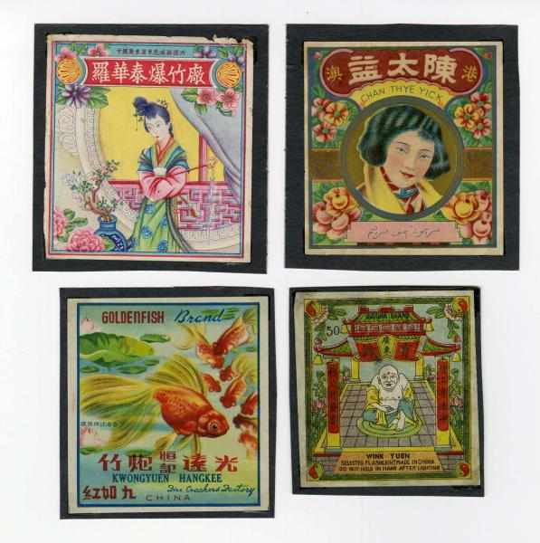 Appraisal: Lot of Firecracker Labels Includes Beauty Maiden Golden Fish and