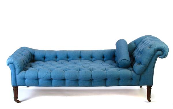 Appraisal: An upholstered button tufted chaise lounge height in width in