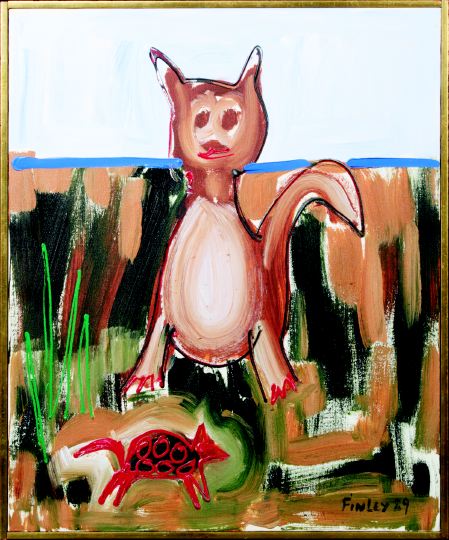 Appraisal: John Finley American Arkansas th Century Cat acrylic on canvas