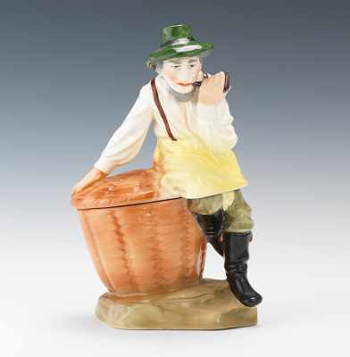 Appraisal: Czechoslovakian Porcelain Figural Tobacco Jar Figural porcelain tobacco jar in