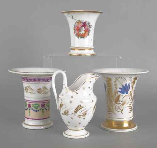 Appraisal: Three painted porcelain urns ca possibly Tucker two - h