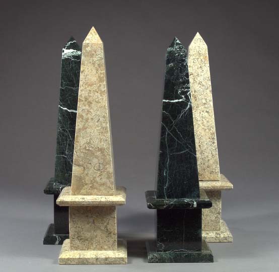 Appraisal: Large Pair of French Polished Grand Antique Marble Garniture Obelisks