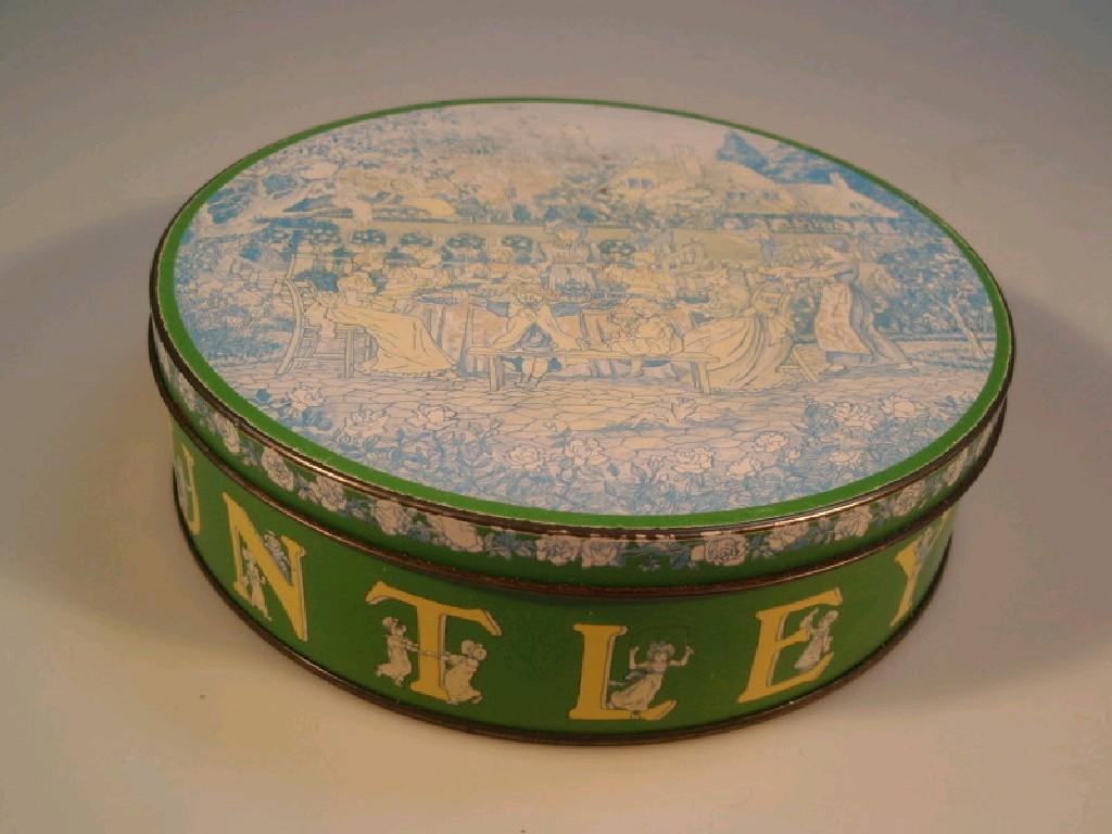 Appraisal: A rare Huntley Palmer biscuit tin designed by Mick Hill