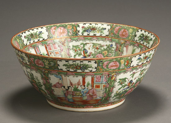 Appraisal: Chinese Export 'Rose Medallion' Punch Bowl Xianfeng-Tongzhi Period - Stamped