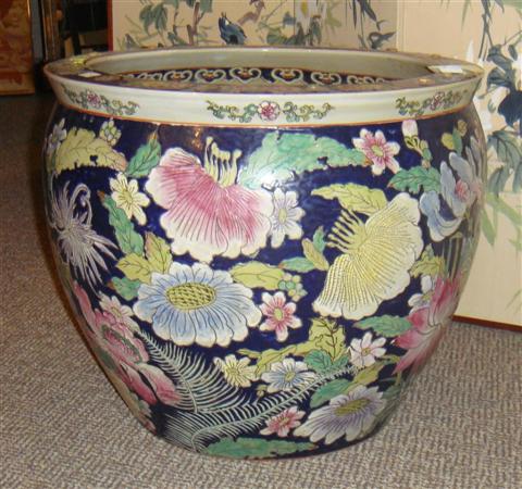 Appraisal: LARGE CHINESE BLUE CACHE POT h w d in Provenance