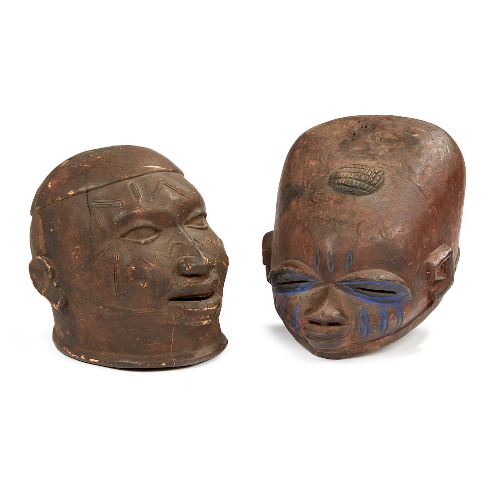 Appraisal: Makonde Mozambique Mask Lipiko and Yoruba Nigeria Gelede Mask Lot