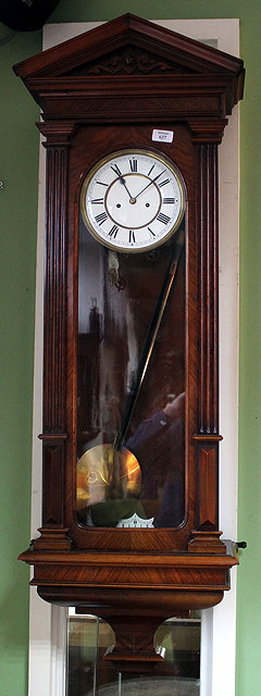 Appraisal: A WALNUT CASED VIENNA REGULATOR WALL CLOCK the case with