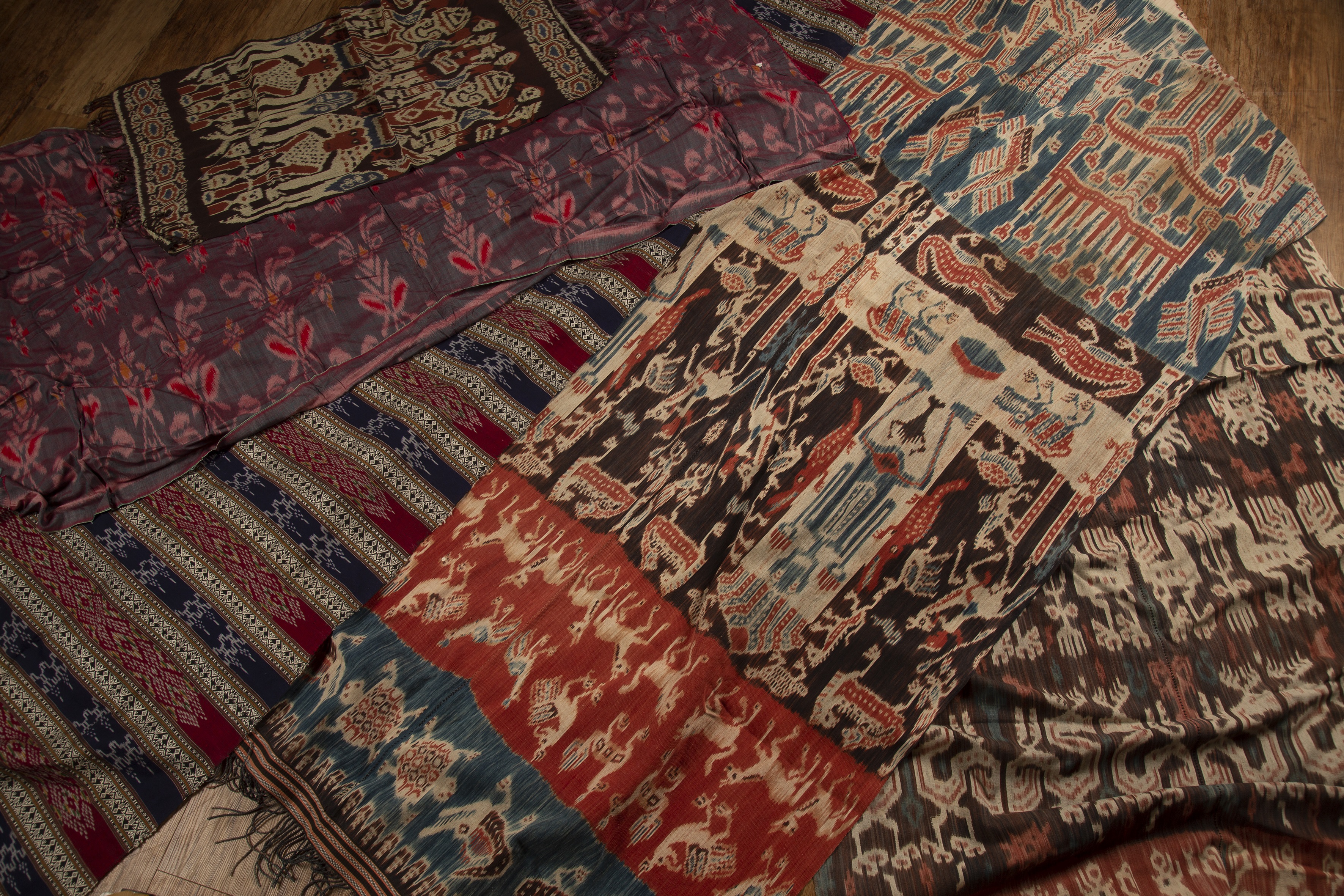 Appraisal: Two large Sumba ikat hinggi clothsIndonesia depicting ancestor figures and