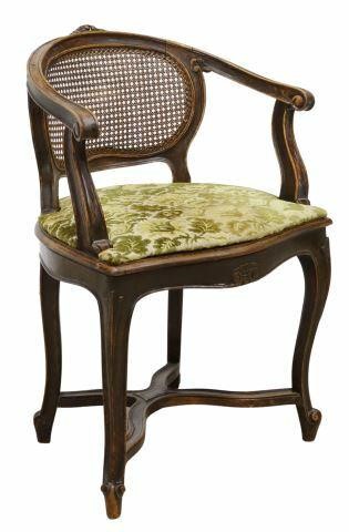 Appraisal: French Louis XV style walnut armchair early th c carved