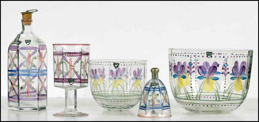 Appraisal: COLLECTION OF EVA ENGLUND FOR ORREFORS PAINTED GLASS TABLE ARTICLES