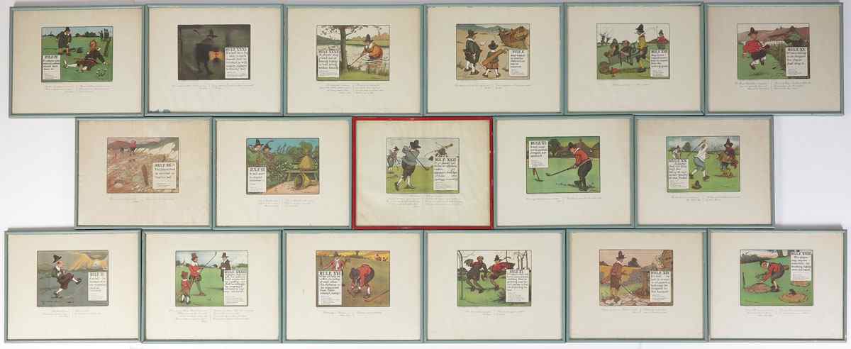 Appraisal: PIECE COLLECTION OF CHARLES CROMBIE GOLF PRINTS These prints were