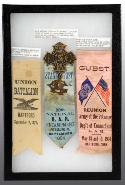 Appraisal: Lot of GAR Ribbons Description Includes one Union Battalion Ribbon