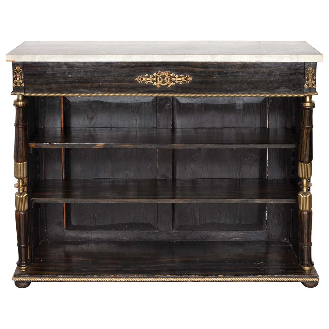 Appraisal: Regency Brass Mounted Faux Rosewood Open Bookcase In the manner