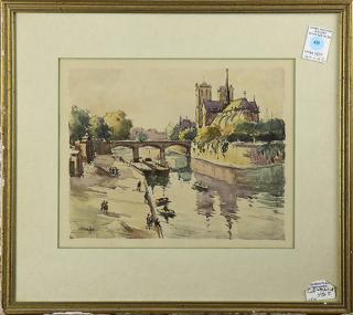 Appraisal: Watercolor Notre French School th century Notre-Dame de Paris watercolor