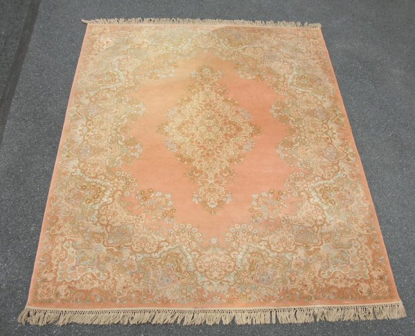 Appraisal: Karastan room size rug Kerman light salmon field with label