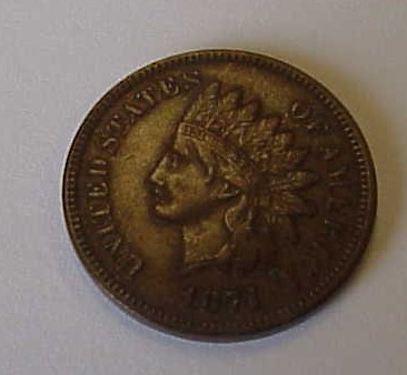 Appraisal: Coin Indian Cent XF details but some reverse glue residue