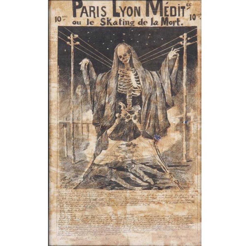 Appraisal: ANTIQUE FRENCH RAILWAY BROADSIDE OR NEWSPAPER COVER 'PARIS LYON MEDITEE