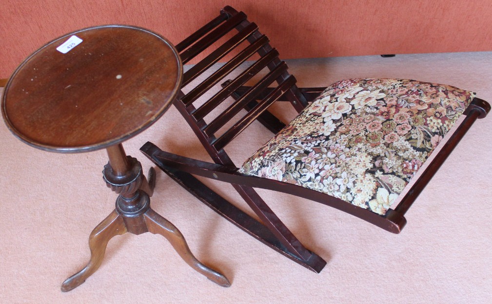 Appraisal: A mahogany wine table and gout stool