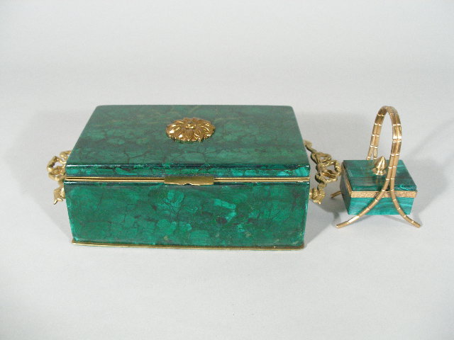 Appraisal: Two Malachite Boxes Later th c both handmade the first