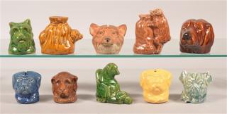 Appraisal: Ten Ceramic and Pottery Animal Bust Still Banks Fox with