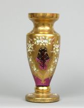 Appraisal: Cranberry Glass Vase Czechoslovakian early th Century Baluster shaped vase