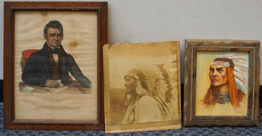 Appraisal: THREE AMERICAN INDIAN RELATED WORKS TWO FRAMED LARGEST X IN