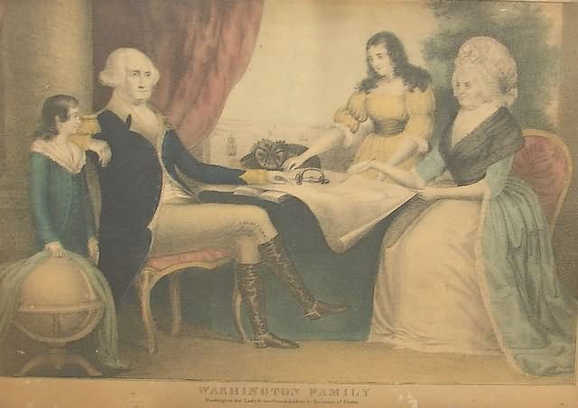 Appraisal: Print titled Washington Family-Washington his Lady Two Grandchildren by the