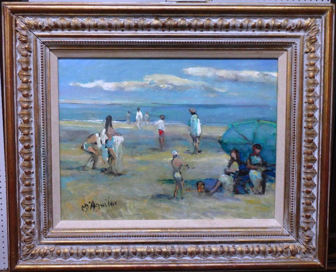 Appraisal: Michael d'Aguilar - La Baignade oil on canvasboard signed cm