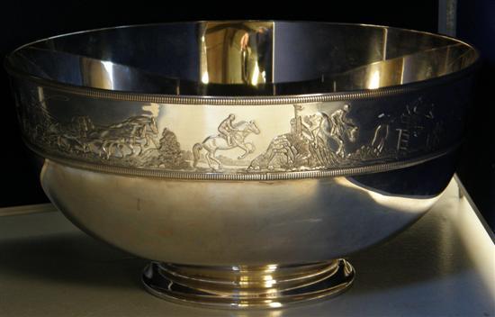 Appraisal: Silver plated 'The Equestrian Bowl' with a broad of decoration