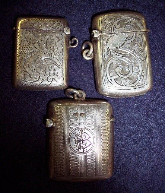 Appraisal: Three engraved vesta cases all Birmingham and